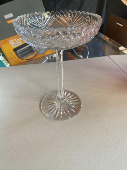 O- Cut Glass Crystal Pedestal Candy Dish