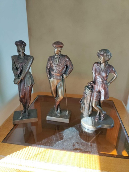 S- (3) Austin Bronze Tone Golfer Statues