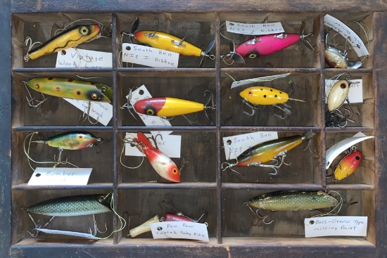 Vintage Fishing Lures, Poles, and Tackle