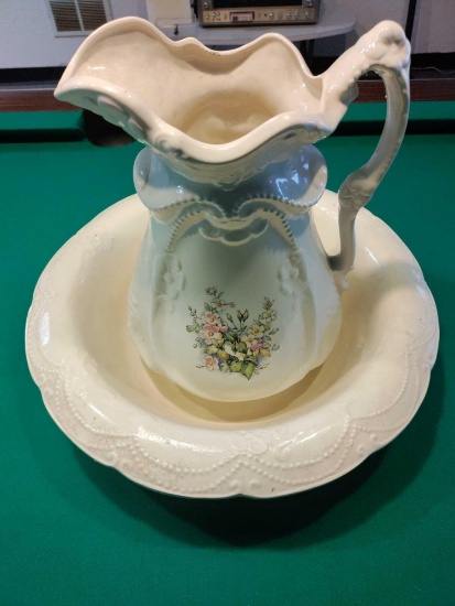 G- Antique Pitcher and Bowl