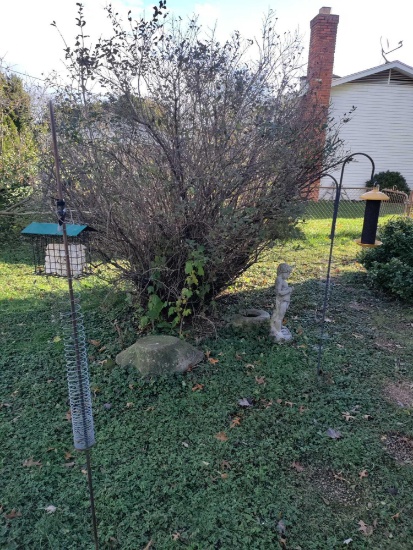 Outside- (2) Bird Feeders and (3) Piece Bird Bath