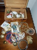 FR- Costume Jewelry and Wood Box