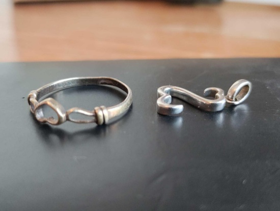 (K)- Silver Ring and Pendant