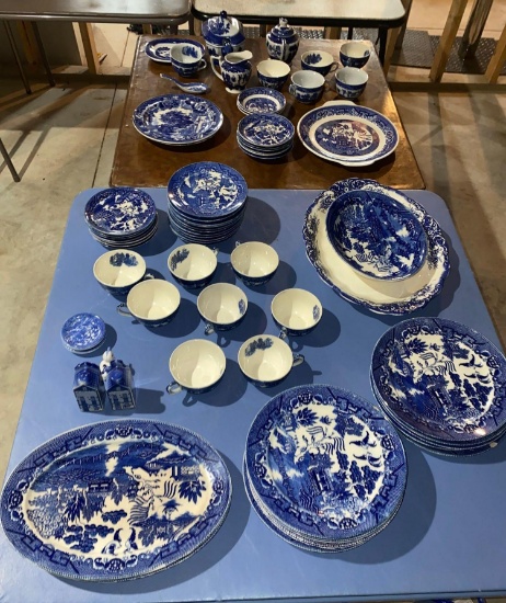 Set of Blue Willow Dishes Made in Japan