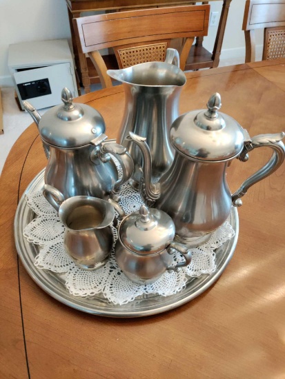 DR- Preisner Pewter Coffee and Tea Serving Set With Water Pitcher
