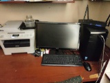 Office(O)- Asus Computer, Keyboard, Asus Modem, and Brother MFC