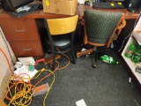 O-File Cabinet and Wood Top and (2) Chairs