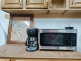 G- Sunbeam Coffee Machine, GE Microwave, and Deer Picture Frame