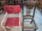 B- Wood Chair and Vintage Folding Canvas and Metal Chair
