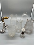 B- Glass Oil Lamp Globes and Bases with (1) Mini Oil Lamp