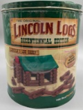 B- The Original Lincoln Logs Bicentennial Edition Canister With Logs