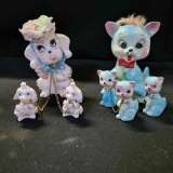 B- Vintage Ceramic Dog and Cat Figurines