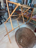 B- Vintage Wicker Basket and Clothes Drying Rack