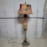B- Vintage Bead Wrapped Wood Floor Lamp with metal Base