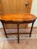 H- Antique Wood Oval Hall Table