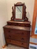 H- Antique Victorian Dresser with Mirror