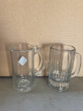 G- (2) Boxes of Clear Glass Beer Mugs