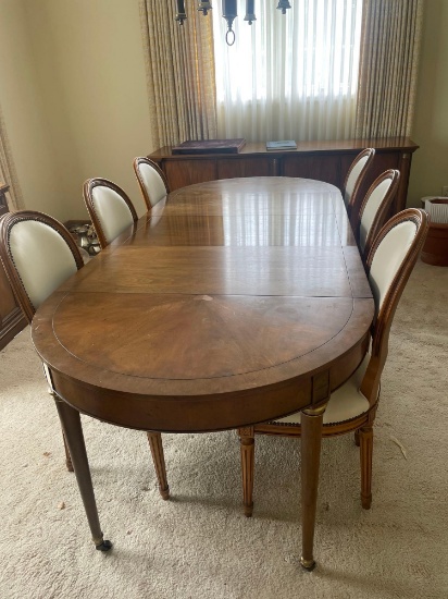 DR- Baker Furniture Dining Table, (6) Chairs, and Sideboard
