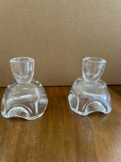 LR- Pair of Steuben Glass Candle Holders