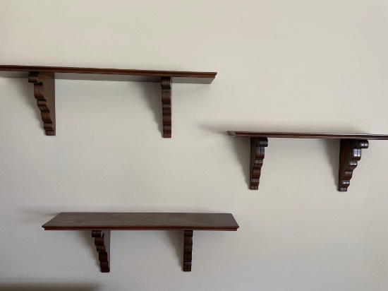 LR- (4) Wood Wall Shelves