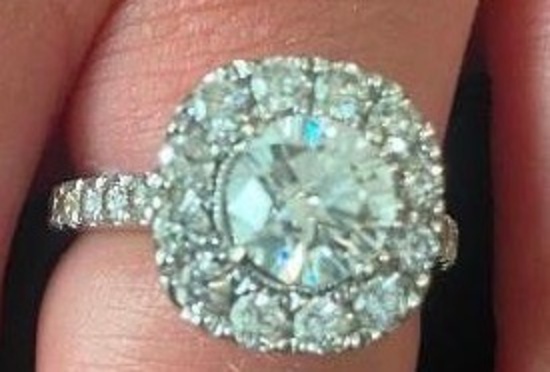 Engagement Ring 2-3/4 ct tw Diamonds 14K White Gold Center Diamond 1.41 Carat Diamond Brilliant