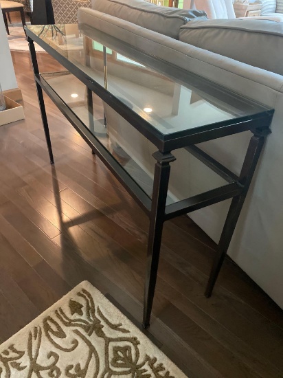 LR- Glass and Metal Sofa Table