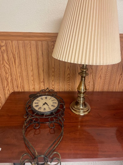 L- Wall Clock and Metal Table Lamp