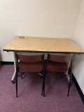 Room 210- Rolling Desk/Table and (2) Chairs