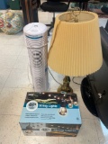 L- Table Lamp, String Lights, and TheraPure Air Purifier