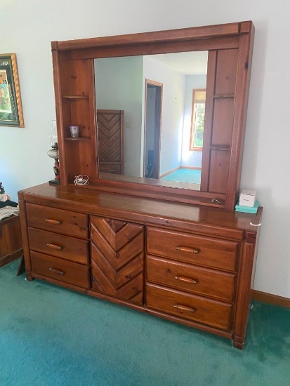 H- Basset Low Dresser With Mirror and Tall Dresser
