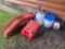 Outside- Pair of Metal Car Ramps and Assorted Sprayers