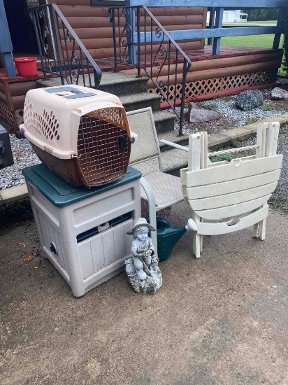 Outside- Plastic Table, Watering Can, Lawn Decor, Hose Reel Box, Pet Cage, Lawn Chair