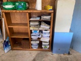 G- Wood Bookshelf and (2) Metal Filing Cabinets