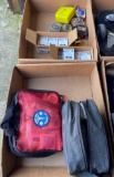 G- (2) Boxes of Assorted Tape Measures, Master Locks, Medical Kit, and Glass Cleaner