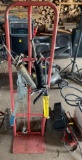 B- (2) Wheel Cart, (2) Grease Guns, (1) Caulk Gun, and Come Along