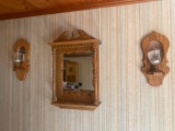 K- Wood Wall Mirror and (2) Sconces