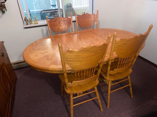 K- Oval Oak Dining Table and (4) Chairs