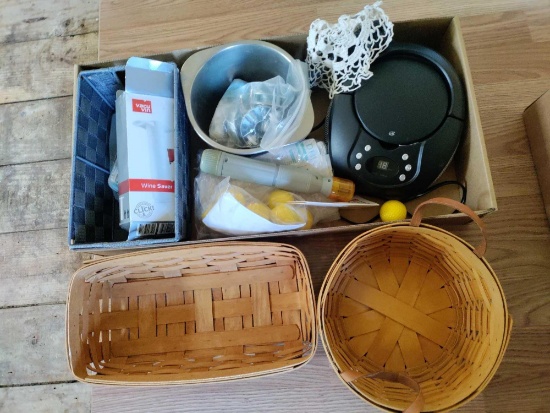 FR- (2) Longaberger Baskets and Assorted Items