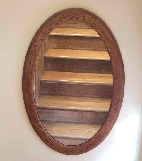 Stairs- Oval Oak Wall Mirror