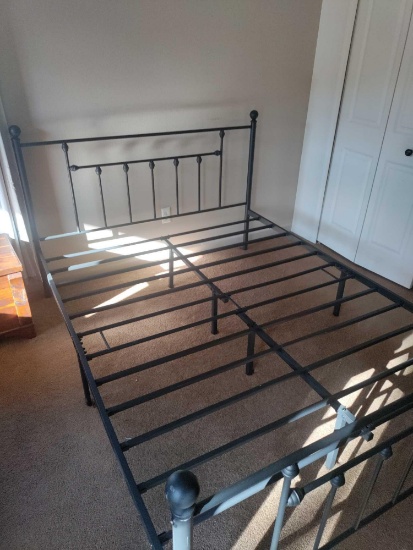 Bedroom (Main Floor)- Black Metal Headboard, Footboard, and Frame