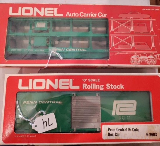 Lionel Penn Central Hi-Cube and PC Auto Carrier