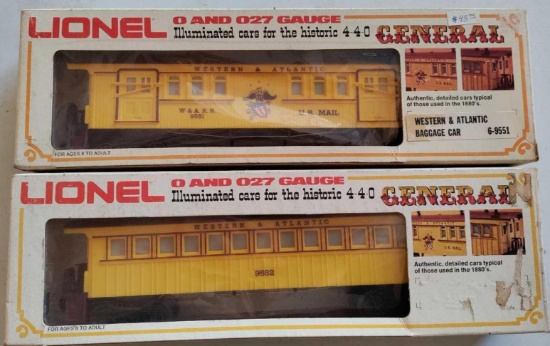 Lionel 0 and 027 Gauge Western and Atlantic Baggage Car and W & ARR Passenger Car