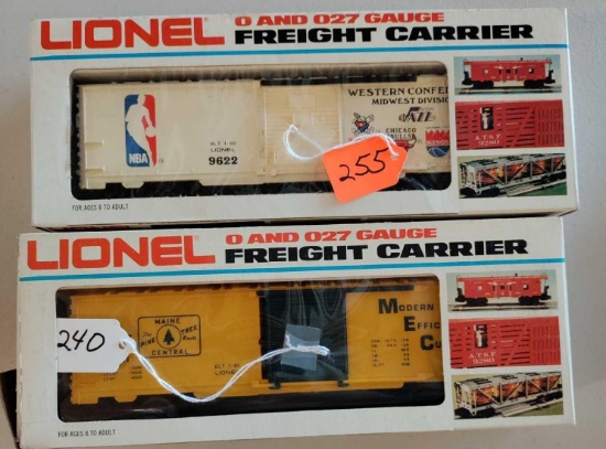 Lionel 0 and 027 Gauge Maine Central Box Car and NBA Western Conference Box Car