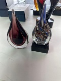F- (2) Art Glass Trophies