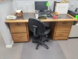 F- Wood Desk, Chair, and Chair Mat