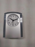 B- (60) Silver Desk Clock with Alarm