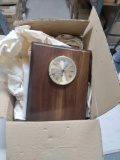 B- (3) 8” x 10” Genuine Walnut Wall Clocks