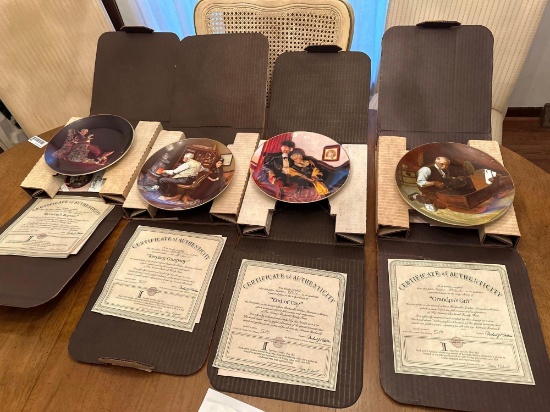 LR- (4) Authenticated Norman Rockwell Collector's Plates