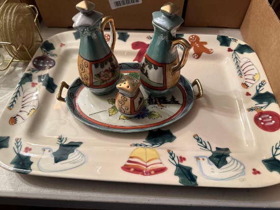 LR- Japanese Serving Set and Hartstone Platter
