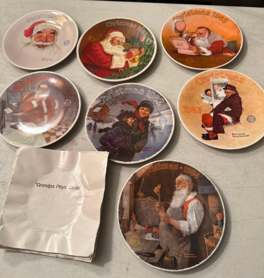LR- (7) Knowles "Norman Rockwell" Christmas Collector's Plates